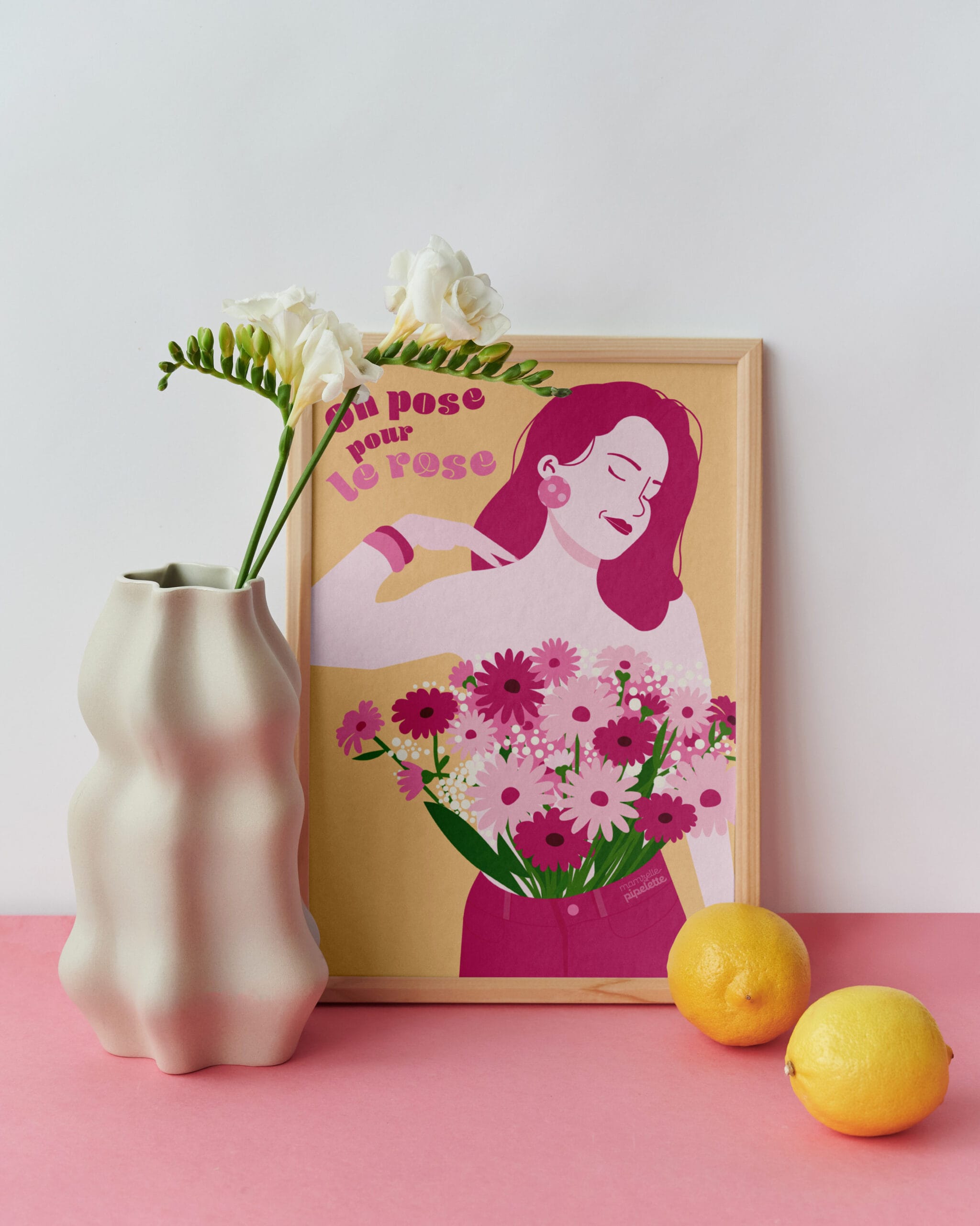 mockup octobre rose, illustration sur mesure réalisée par Mamzelle Pipelette à Poitiers